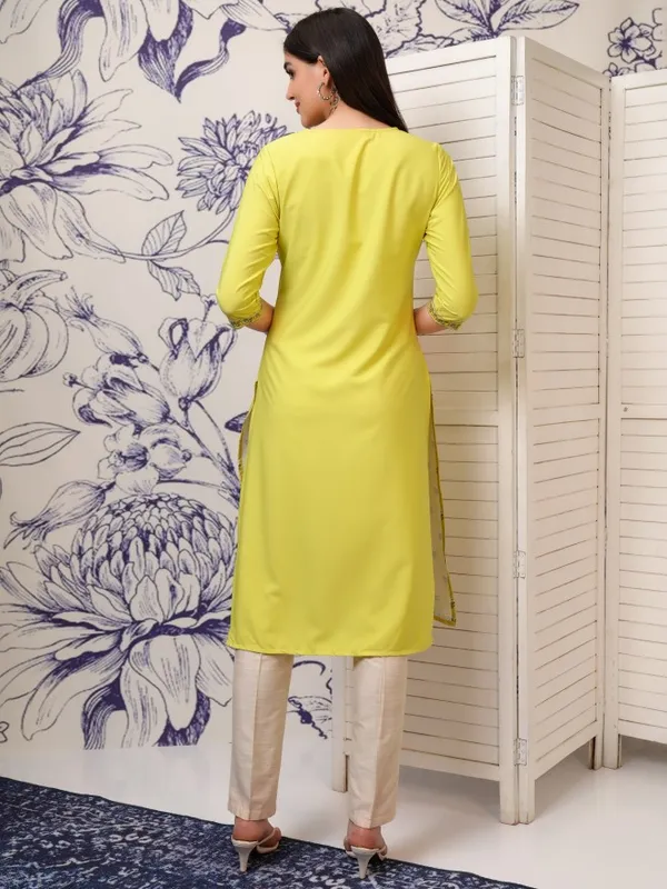 Ketch Women Yellow Printed Straight Kurta
