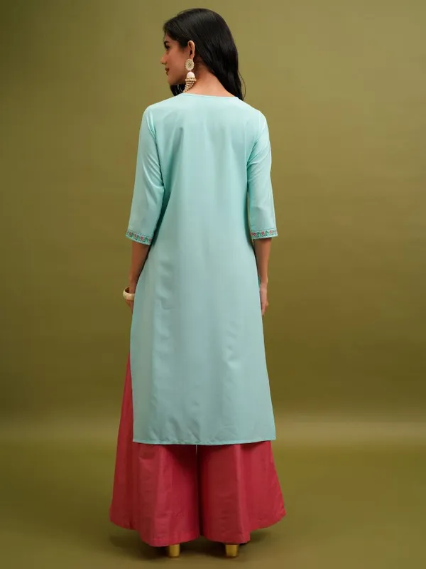  Ketch Women Turquoise Printed Straight Kurtas
