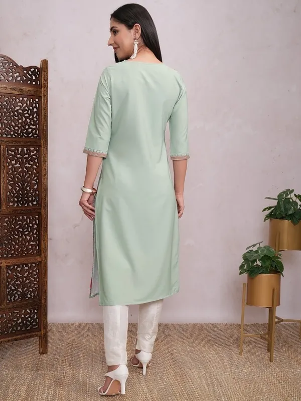  Ketch Women Green Printed Straight Kurtas