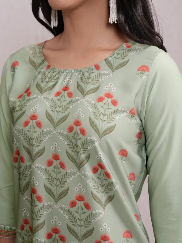  Ketch Women Green Printed Straight Kurtas