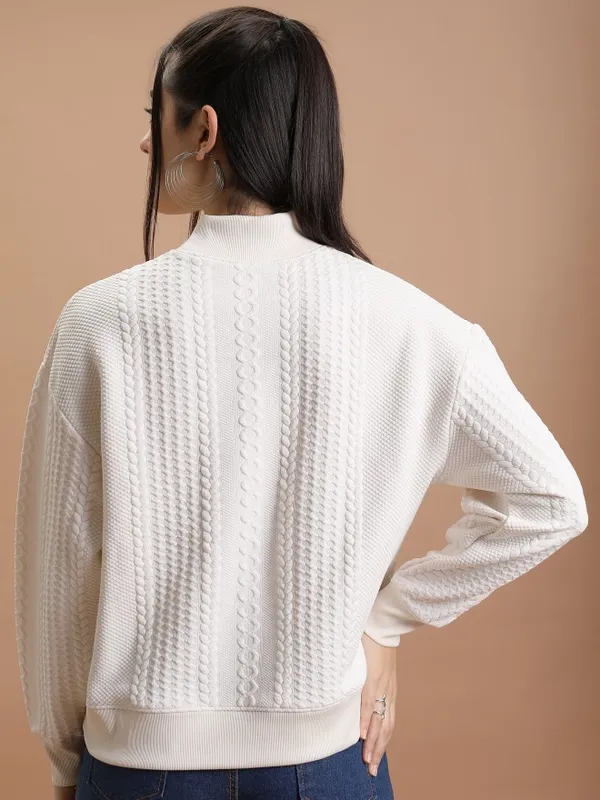 Women Self Design Sweatshirt