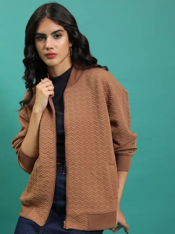 Women Self Design Jacket