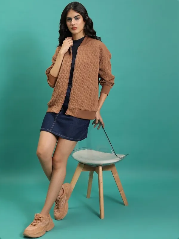 Women Self Design Jacket