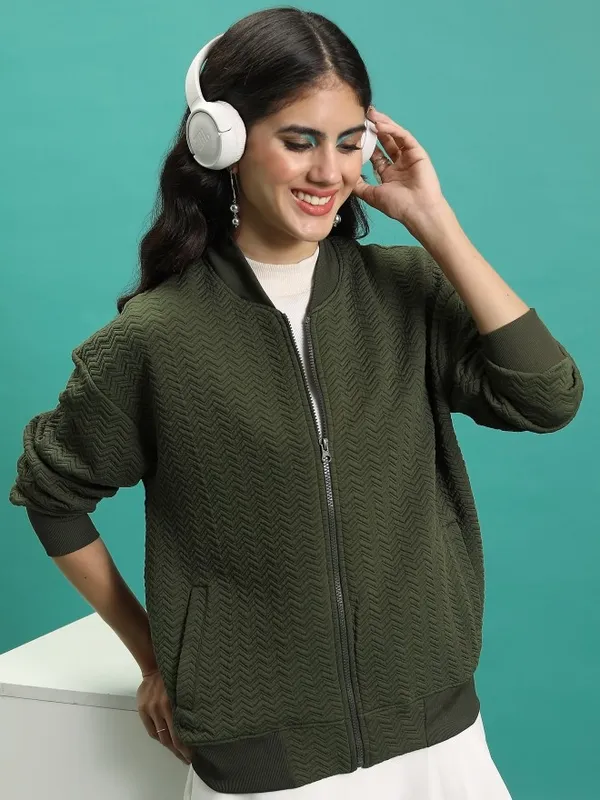 Women Self Design Jacket