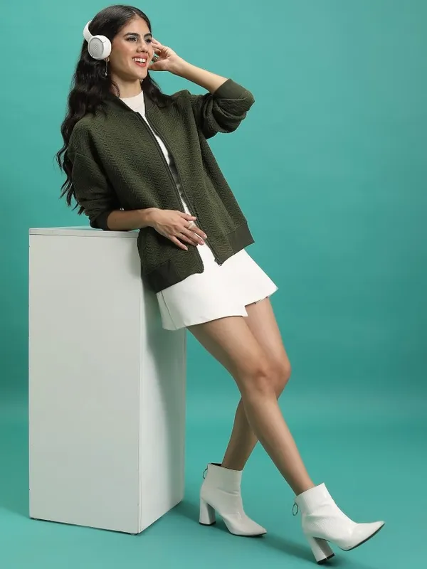 Women Self Design Jacket