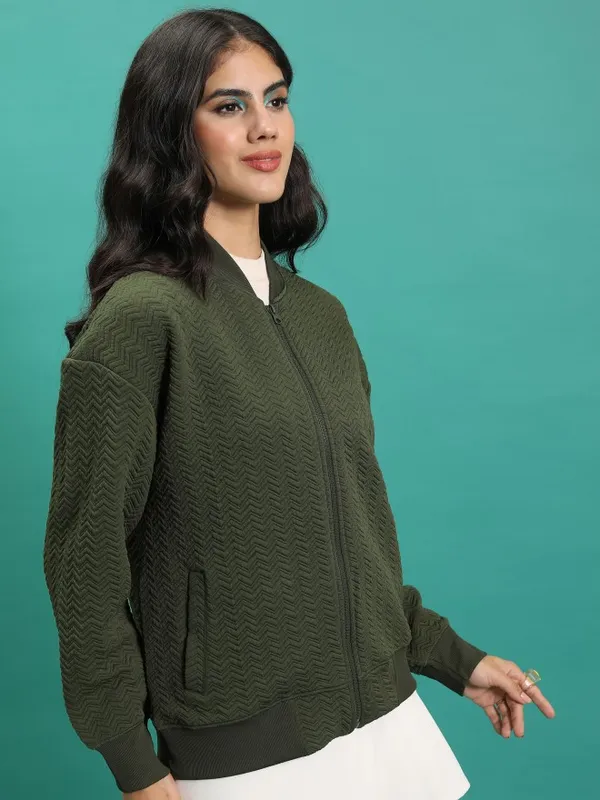 Women Self Design Jacket