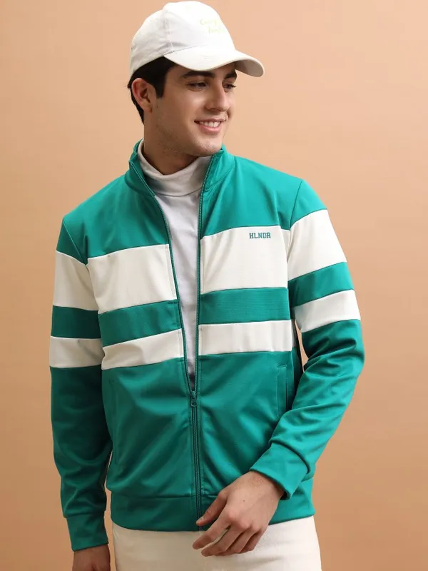 Men Colourblocked Front Jacket