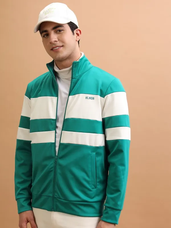 Men Colourblocked Front Jacket