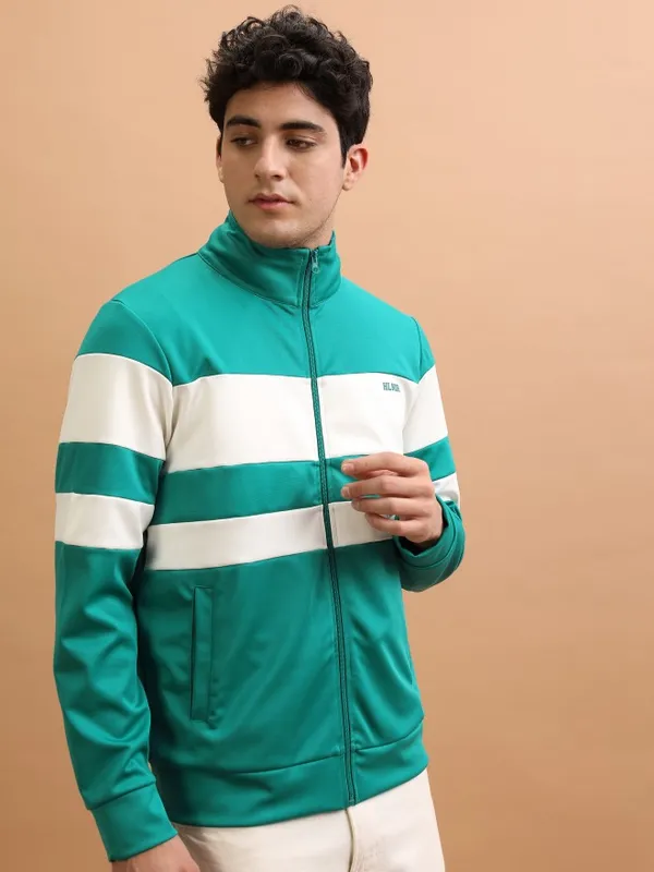 Men Colourblocked Front Jacket