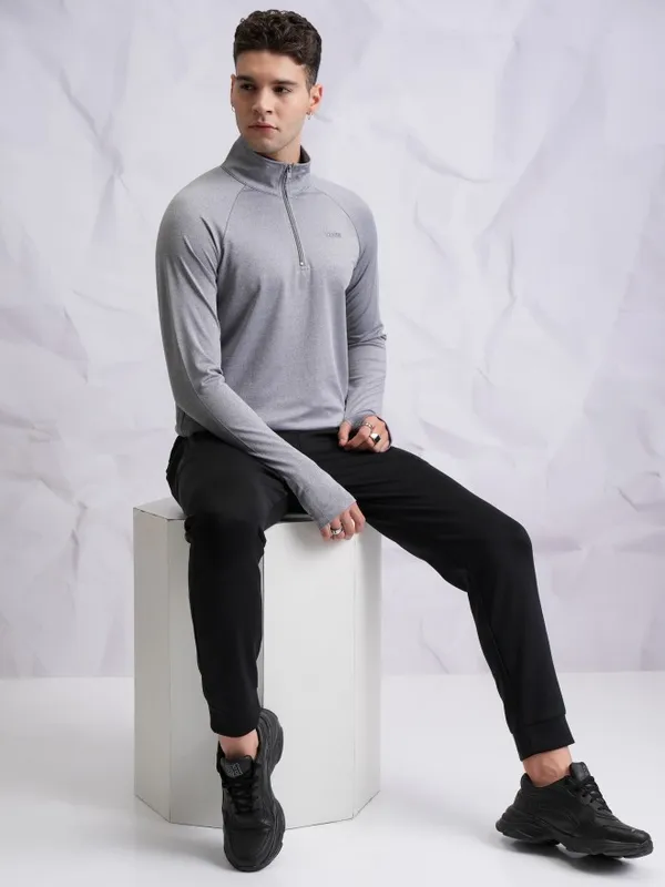  Highlander Men Grey High Neck Pullover Sweatshirts