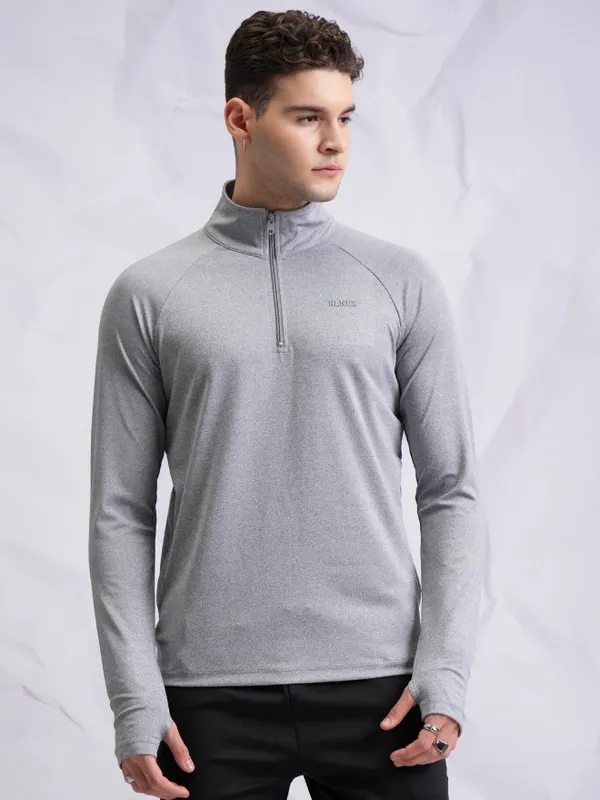  Highlander Men Grey High Neck Pullover Sweatshirts