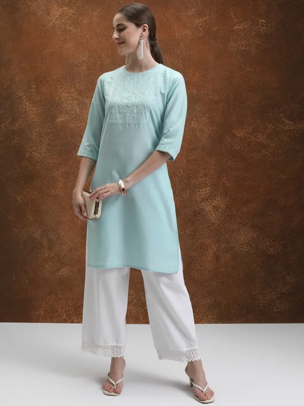  Vishudh Women White Embroidered Straight Kurtas