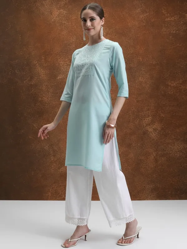  Vishudh Women White Embroidered Straight Kurtas