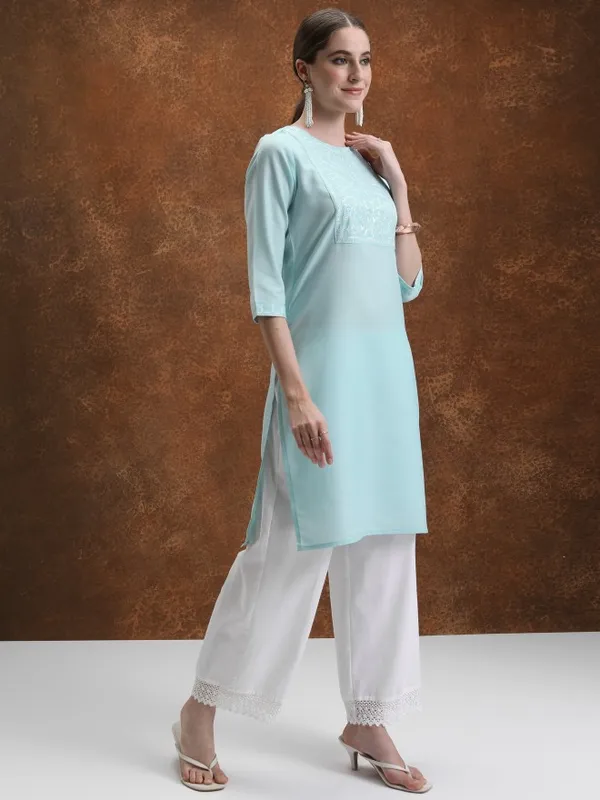  Vishudh Women White Embroidered Straight Kurtas