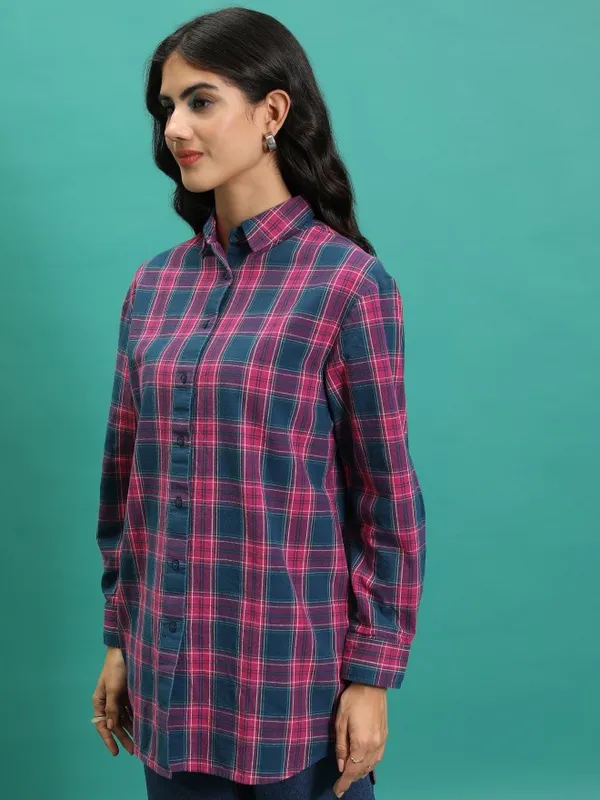 Women Checked Oversized Fit Casual Shirt
