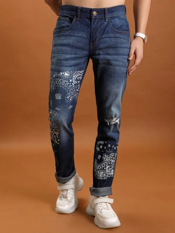 Highlander Men Blue Slim Fit Slash Knee Jeans