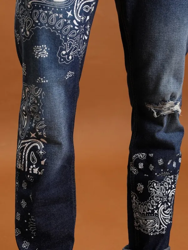 Highlander Men Blue Slim Fit Slash Knee Jeans