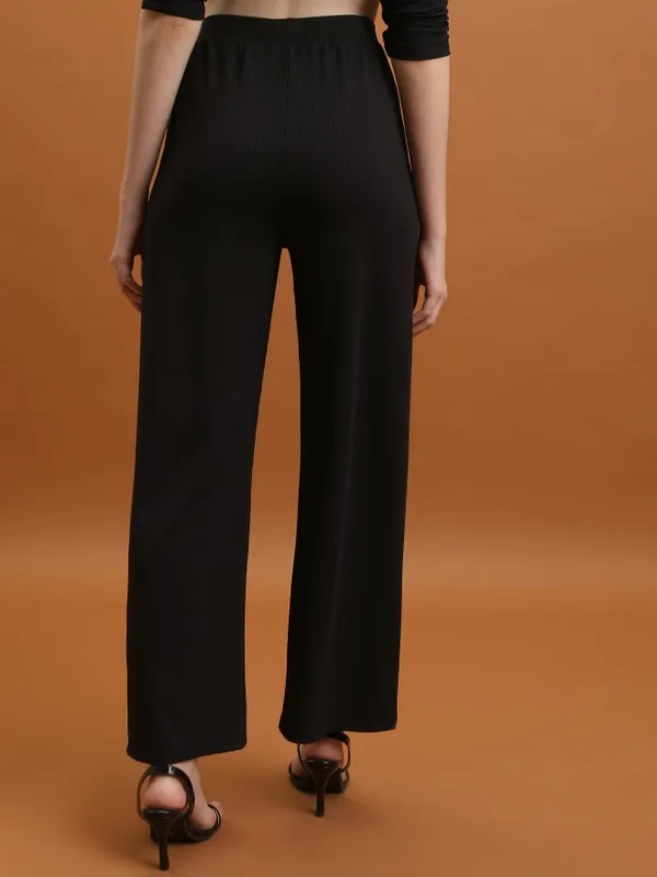 Solid Flared Casual Trouser