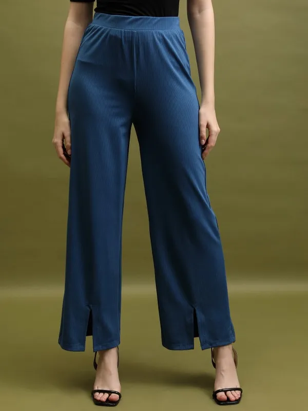 Solid Flared Bootcut Trousers