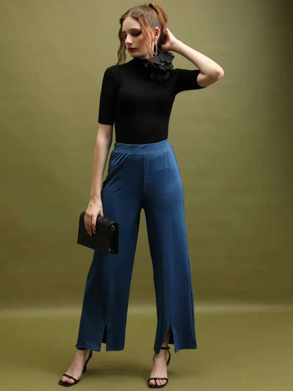 Solid Flared Bootcut Trousers