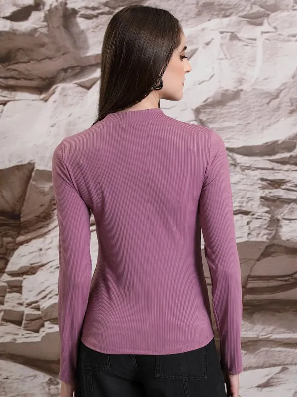  Tokyo Talkies Women Mauve Solid Fitted Tops