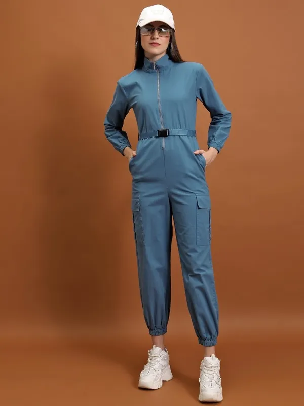  Tokyo Talkies Women Blue Solid Jumpsuits