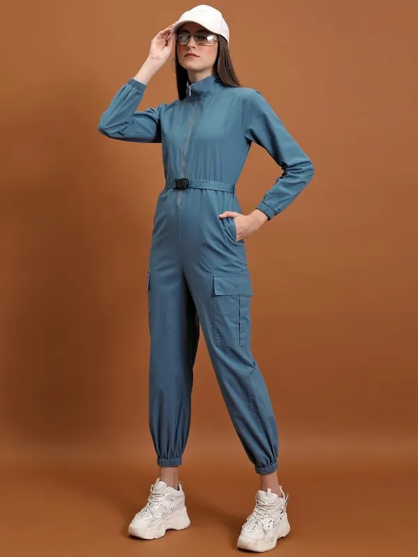  Tokyo Talkies Women Blue Solid Jumpsuits