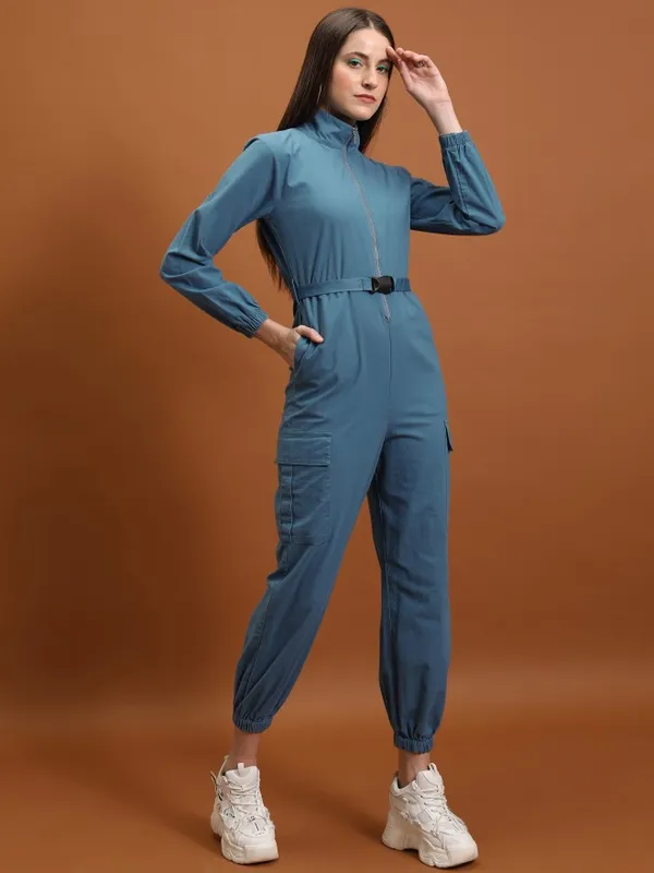  Tokyo Talkies Women Blue Solid Jumpsuits