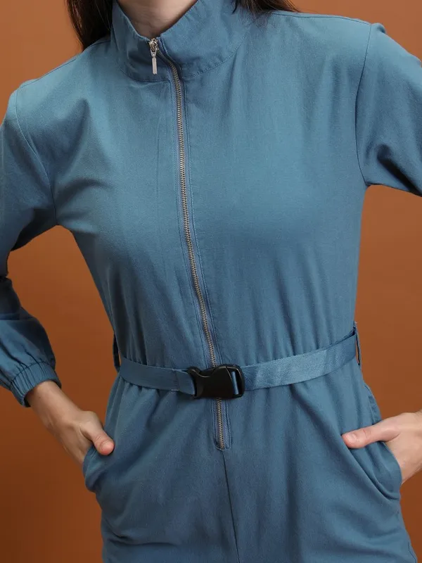  Tokyo Talkies Women Blue Solid Jumpsuits