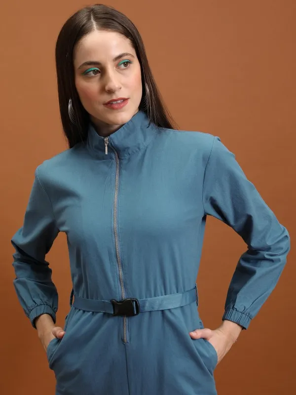  Tokyo Talkies Women Blue Solid Jumpsuits