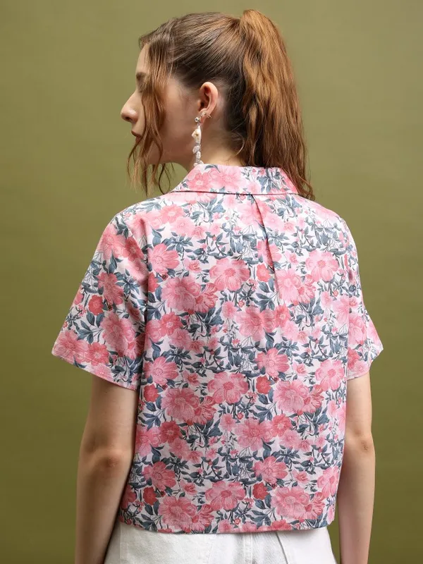  Tokyo Talkies Women Pink Printed Shirt Style Tops