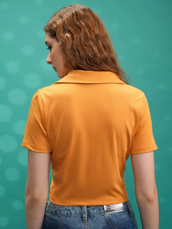 Solid Shirt Style Top