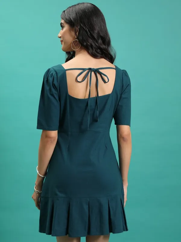 Tokyo Talkies Women Teal Solid Sheath Dress