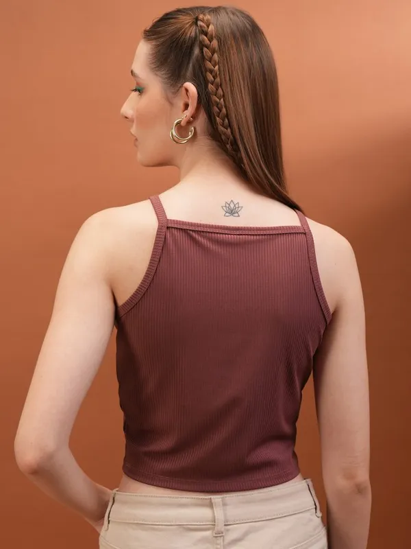  Tokyo Talkies Women Mauve Solid Fitted Tops