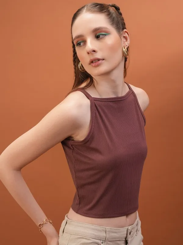  Tokyo Talkies Women Mauve Solid Fitted Tops