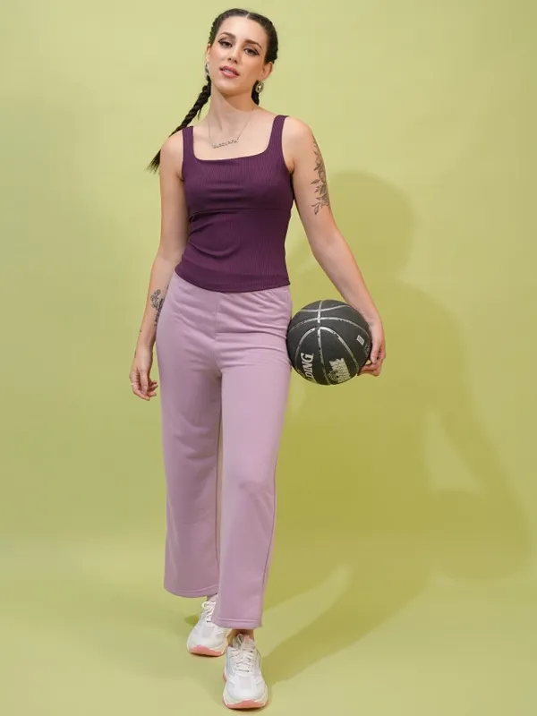  Tokyo Talkies Women Purple Solid Tank Tops
