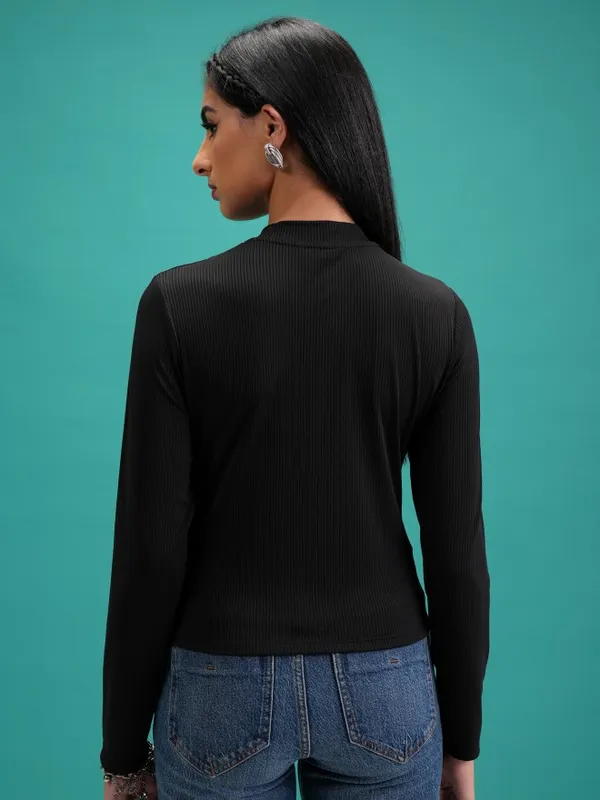  Tokyo Talkies Women Black Solid Fitted Tops
