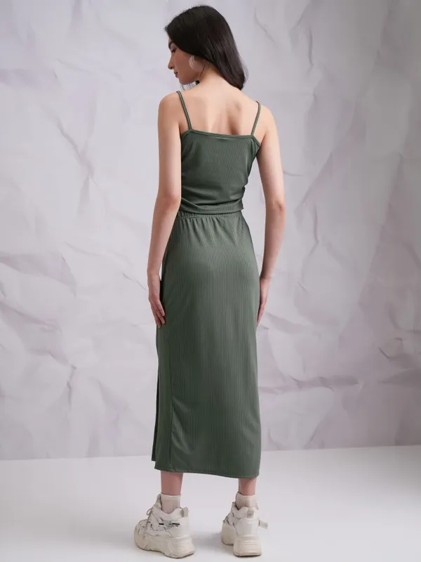 Tokyo Talkies Women Olive Top With Skirt