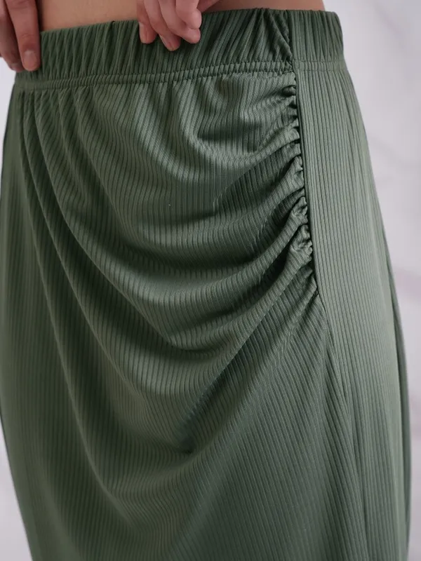 Tokyo Talkies Women Olive Top With Skirt