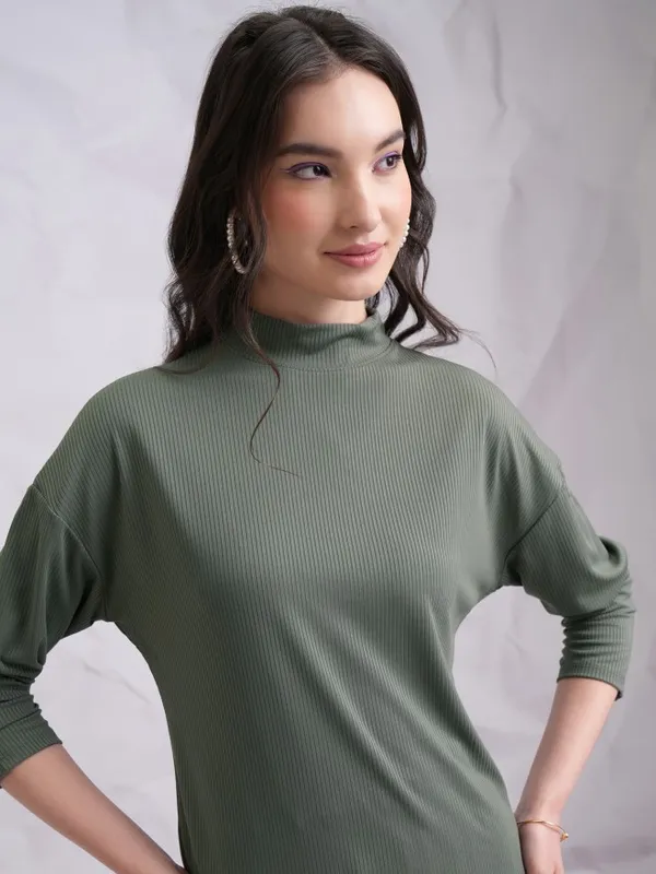 Tokyo Talkies Women Olive Top With Skirt