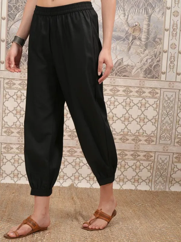  Vishudh Women Black Regular Fit Trousers