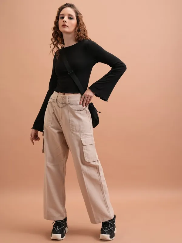  Tokyo Talkies Women Black Solid Fitted Tops