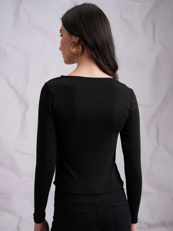  Tokyo Talkies Women Black Solid Fitted Tops