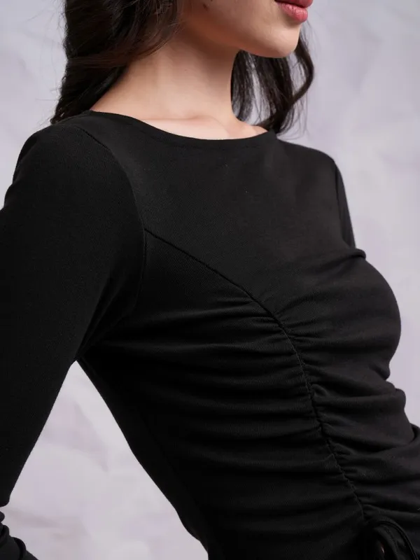  Tokyo Talkies Women Black Solid Fitted Tops