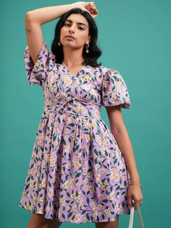 Printed Fit And Flare Dress