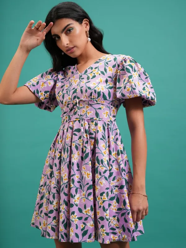 Printed Fit And Flare Dress