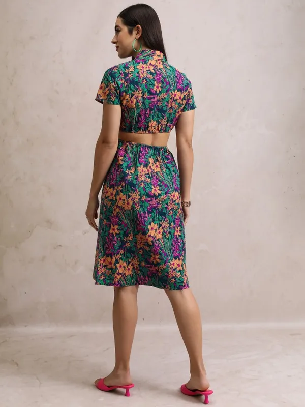  Tokyo Talkies Women Teal Printed A-Line Dresses