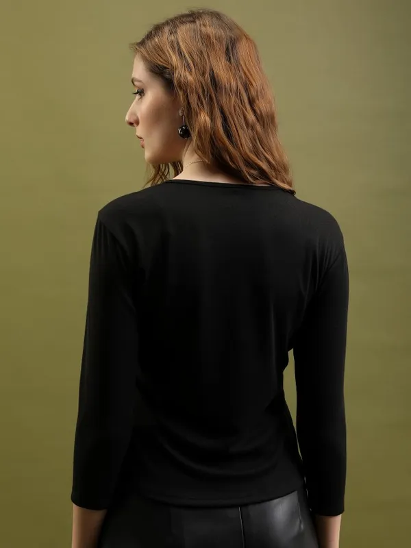  Tokyo Talkies Women Black Solid Fitted Tops