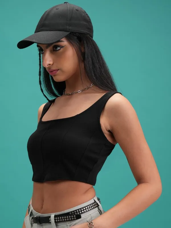  Tokyo Talkies Women Black Solid Tank Tops