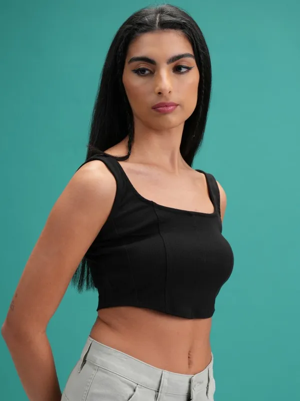  Tokyo Talkies Women Black Solid Tank Tops